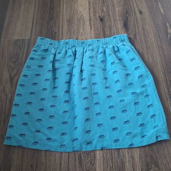 💙 Loft Outlet Elephant Print Linen Blend Pockets Elastic Waist Lined Skirt Siz - Picture 9 of 10